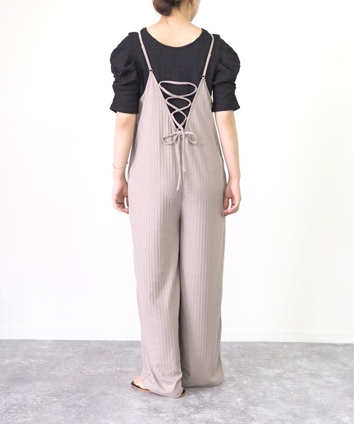 Riberry（リベリー）の「バックレースアップキャミサロペット（サロペット/オーバーオール・レディース・ブラック/ベージュ/ブラウン/カーキ・MEDIUM）」の12枚目の写真