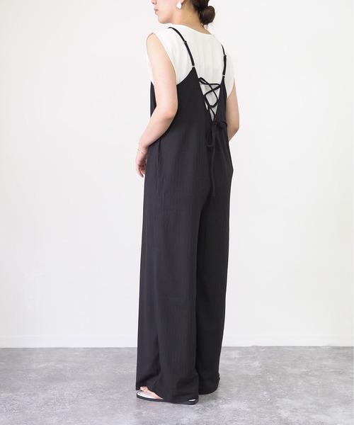 Riberry（リベリー）の「バックレースアップキャミサロペット（サロペット/オーバーオール・レディース・ブラック/ベージュ/ブラウン/カーキ・MEDIUM）」の20枚目の写真