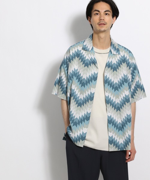 niko and...(ニコアンド)の「ジオメトリックオープンシャツ(シャツ/ブラウス・メンズ・ライトブルー/ネイビー/マスタード・MEDIUM/LARGE)」の2枚目の写真