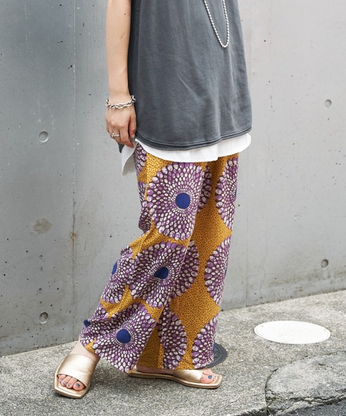 CIAOPANIC TYPY（チャオパニックティピー）の「アフリカンバティック柄イージーパンツ（その他パンツ・レディース・ブラウン/グリーン/イエロー・ONE SIZE）」の3枚目の写真