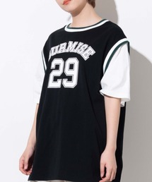 WEGO/ラインリブレイヤードロゴTシャツ