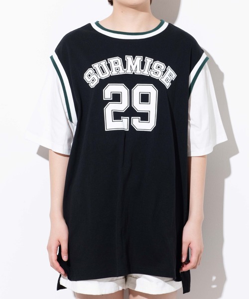 WEGO(ウィゴー)の「WEGO/ラインリブレイヤードロゴTシャツ(Tシャツ/カットソー・レディース・ブラック/オートミール/ネイビー/グリーン・FREE)」の22枚目の写真