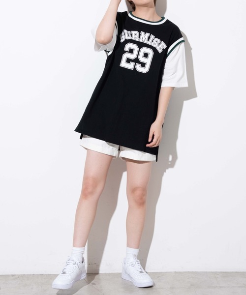 WEGO(ウィゴー)の「WEGO/ラインリブレイヤードロゴTシャツ(Tシャツ/カットソー・レディース・ブラック/オートミール/ネイビー/グリーン・FREE)」の19枚目の写真