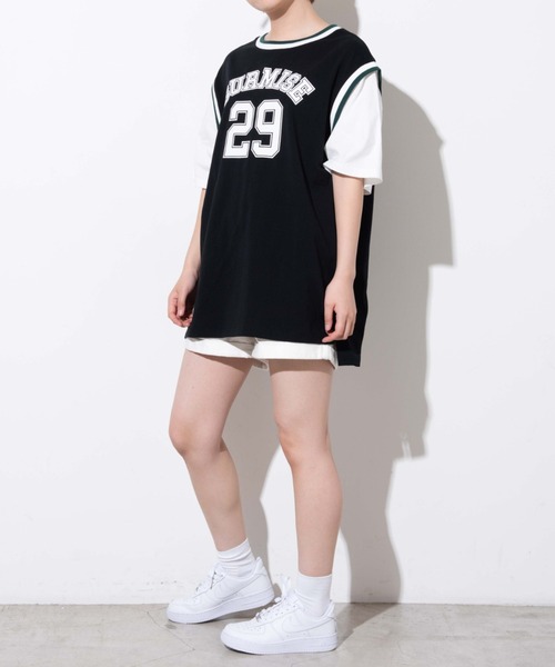 WEGO(ウィゴー)の「WEGO/ラインリブレイヤードロゴTシャツ(Tシャツ/カットソー・レディース・ブラック/オートミール/ネイビー/グリーン・FREE)」の20枚目の写真