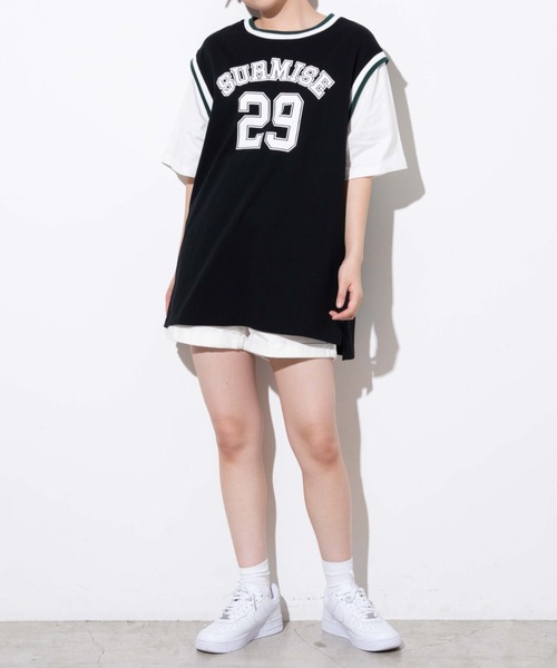 WEGO(ウィゴー)の「WEGO/ラインリブレイヤードロゴTシャツ(Tシャツ/カットソー・レディース・ブラック/オートミール/ネイビー/グリーン・FREE)」の21枚目の写真