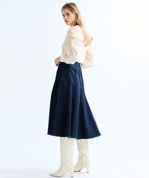 在庫処分セール LANVIN en Bleu（ランバンオンブルー）の「オーガニックコットン スカート
