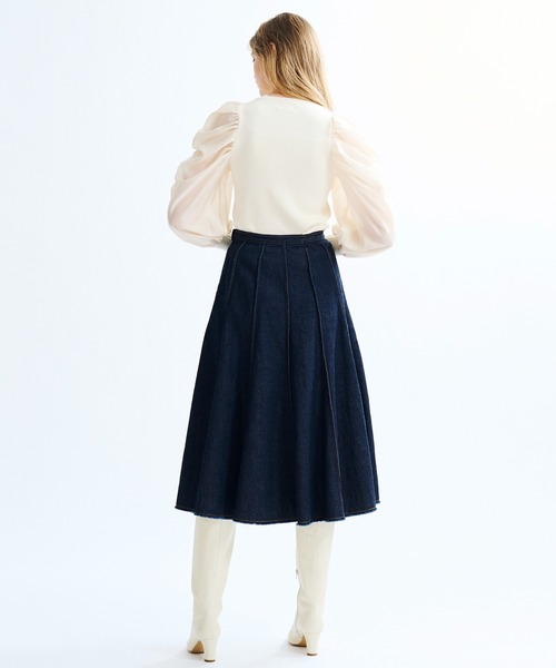 LANVIN ランバンオンブルー オーガニックコットンデニム切替スカート LANVIN en Bleu（ランバンオンブルー）の「オーガニックコットン