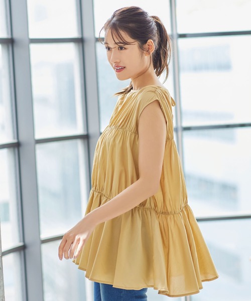 KOBE LETTUCE(コウベレタス)の「シアーティアードトップス(シャツ/ブラウス・レディース・ブラック/ミント/ホワイト系その他/イエロー系その他・FREE)」の4枚目の写真