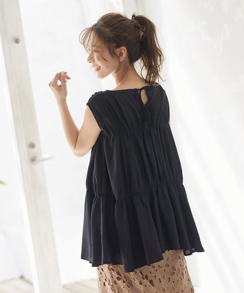 KOBE LETTUCE(コウベレタス)の「シアーティアードトップス(シャツ/ブラウス・レディース・ブラック/ミント/ホワイト系その他/イエロー系その他・FREE)」の2枚目の写真