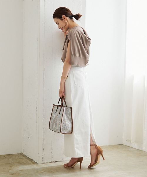 UR'S(ユアーズ)の「デニムタイトスカート(デニムスカート・レディース・ホワイト/ブラック・S/M/L)」の1枚目の写真