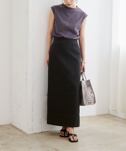 UR'S(ユアーズ)の「デニムタイトスカート(デニムスカート・レディース・ホワイト/ブラック・S/M/L)」の2枚目の写真