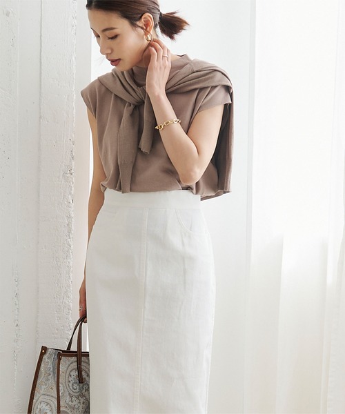 UR'S(ユアーズ)の「デニムタイトスカート(デニムスカート・レディース・ホワイト/ブラック・S/M/L)」の3枚目の写真