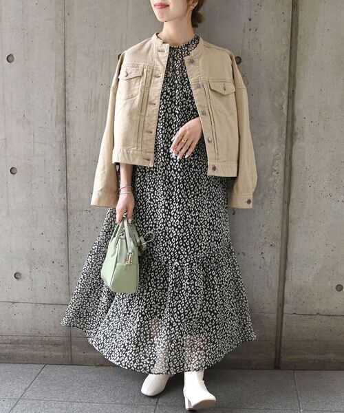 CIMARRON（シマロン）の「【SHIPS any別注】CIMARRON JEANS:〈ウォッシャブル〉ノーカラー デニム ジャケット◇（デニムジャケット・レディース・ベージュ/ライトグリーン・ONE SIZE）」の14枚目の写真