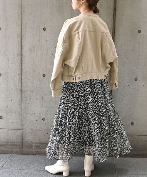 CIMARRON（シマロン）の「【SHIPS any別注】CIMARRON JEANS:〈ウォッシャブル〉ノーカラー デニム ジャケット◇（デニムジャケット・レディース・ベージュ/ライトグリーン・ONE SIZE）」の17枚目の写真