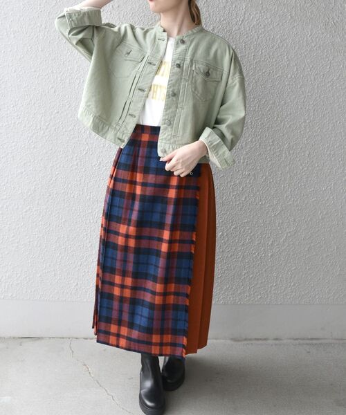 CIMARRON（シマロン）の「【SHIPS any別注】CIMARRON JEANS:〈ウォッシャブル〉ノーカラー デニム ジャケット◇（デニムジャケット・レディース・ベージュ/ライトグリーン・ONE SIZE）」の20枚目の写真