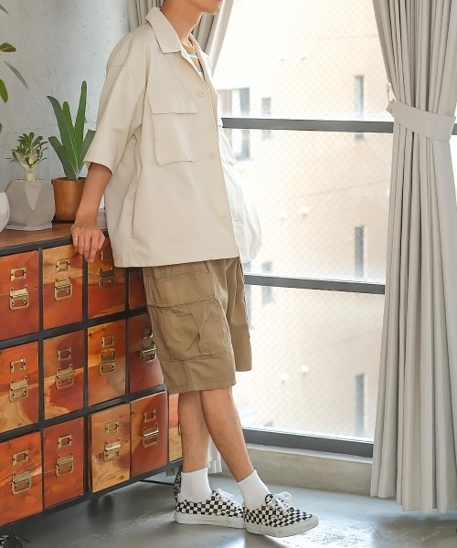 improves（インプローブス）の「15パターン 半袖 CPO シャツジャケット セットアップ対応（シャツ/ブラウス・メンズ・D/オリーブ/E/ワンウォッシュ/オフホワイト/チャコール/C/ネイビー/ブラック/ブルーグレー/ベージュ/B/ブルー/A/ストライプ・X-LARGE/LARGE/MEDIUM）」の19枚目の写真