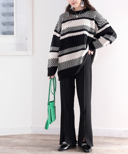 classicalelf(クラシカルエルフ)の「スラッと美脚見せ。スリット入りセンターメロウニットリブパンツ(その他パンツ・レディース・ブラック/グレー/モカ・SMALL/MEDIUM/LARGE/X-LARGE)」の10枚目の写真