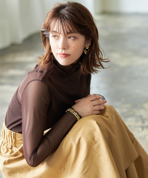 Cookie Chocolate(クッキーチョコレート)の「カラーシースルートップス(シャツ/ブラウス・レディース・カーキ/ブラウン・M)」の18枚目の写真