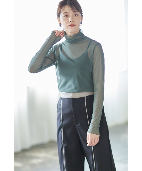 Cookie Chocolate(クッキーチョコレート)の「カラーシースルートップス(シャツ/ブラウス・レディース・カーキ/ブラウン・M)」の21枚目の写真