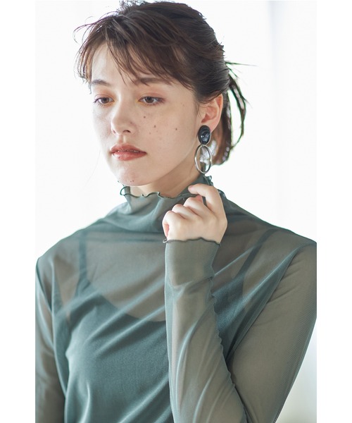 Cookie Chocolate(クッキーチョコレート)の「カラーシースルートップス(シャツ/ブラウス・レディース・カーキ/ブラウン・M)」の19枚目の写真