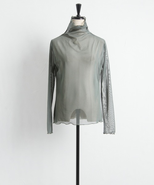 Cookie Chocolate(クッキーチョコレート)の「カラーシースルートップス(シャツ/ブラウス・レディース・カーキ/ブラウン・M)」の7枚目の写真