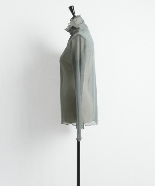 Cookie Chocolate(クッキーチョコレート)の「カラーシースルートップス(シャツ/ブラウス・レディース・カーキ/ブラウン・M)」の4枚目の写真