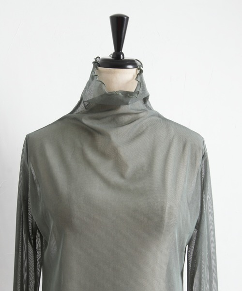 Cookie Chocolate(クッキーチョコレート)の「カラーシースルートップス(シャツ/ブラウス・レディース・カーキ/ブラウン・M)」の3枚目の写真