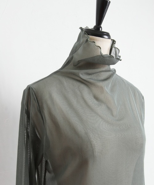 Cookie Chocolate(クッキーチョコレート)の「カラーシースルートップス(シャツ/ブラウス・レディース・カーキ/ブラウン・M)」の8枚目の写真