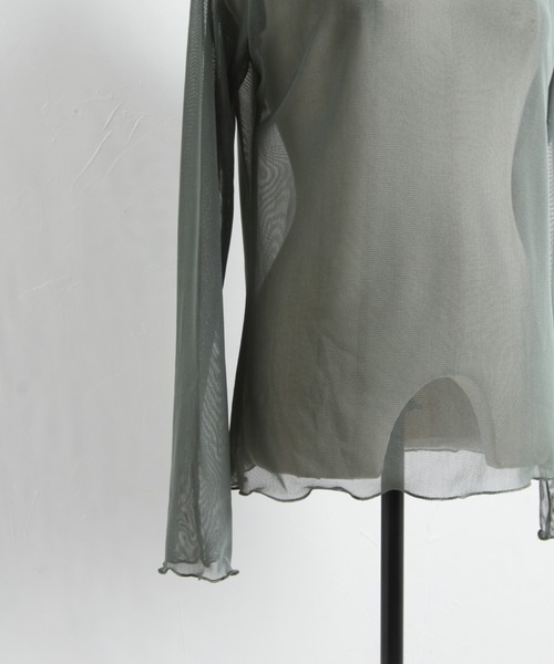 Cookie Chocolate(クッキーチョコレート)の「カラーシースルートップス(シャツ/ブラウス・レディース・カーキ/ブラウン・M)」の5枚目の写真