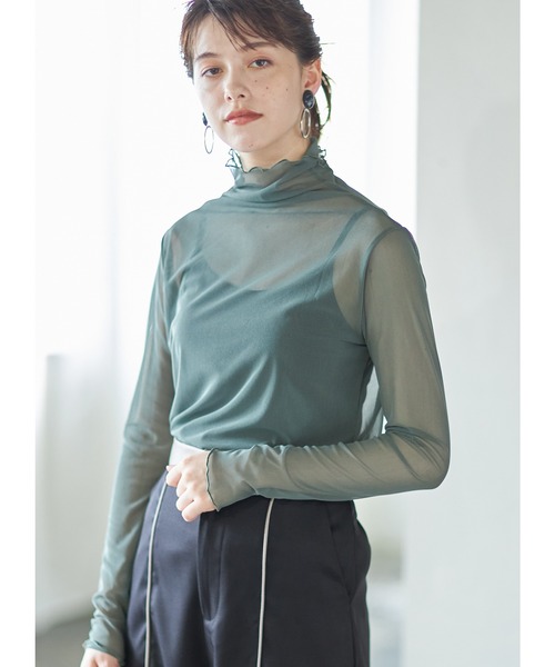 Cookie Chocolate(クッキーチョコレート)の「カラーシースルートップス(シャツ/ブラウス・レディース・カーキ/ブラウン・M)」の12枚目の写真