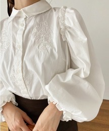 【WEB限定/大好評リバイバルアイテム】ボリュームスリーブ刺繍襟ブラウス