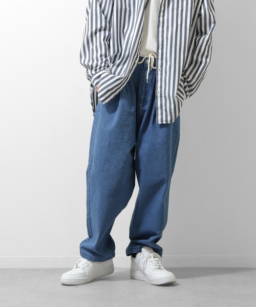 ZIP FIVE（ジップファイブ）の「【loot box】デニム＆カツラギ　バックシャーリング　イージーワイドスケータパンツ（デニムパンツ・メンズ・ブラック/ネイビー/ブラウン/オフホワイト/ブルー・SMALL/MEDIUM/LARGE/X-LARGE）」の5枚目の写真