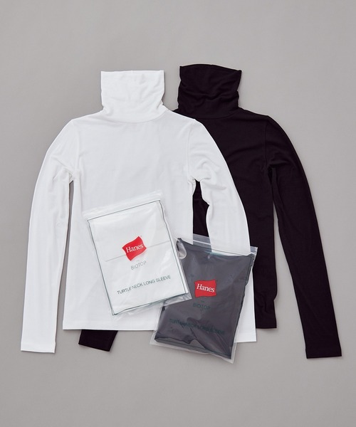 HANES(ヘインズ)の「【Hanes for BIOTOP】TURTLE NECK LONG SLEEVE(Tシャツ/カットソー・レディース・ブラック/ホワイト・M)」の3枚目の写真