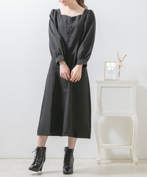 Newlyme（ニューリーミー）の「ペンタゴンネックＡラインワンピース（ワンピース・レディース・ブルーグレー/ブラック系その他/ブラック/グレー系その他/ブラウン/ブラウン系その他・MEDIUM/LARGE）」の19枚目の写真