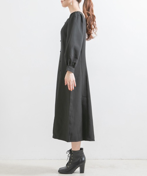 Newlyme（ニューリーミー）の「ペンタゴンネックＡラインワンピース（ワンピース・レディース・ブルーグレー/ブラック系その他/ブラック/グレー系その他/ブラウン/ブラウン系その他・MEDIUM/LARGE）」の12枚目の写真