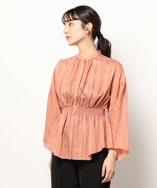 Q(キュー)の「ランダムストライプウエストシャーリングシャツ(シャツ/ブラウス・レディース・ライトグレー/ベージュ・MEDIUM)」の5枚目の写真