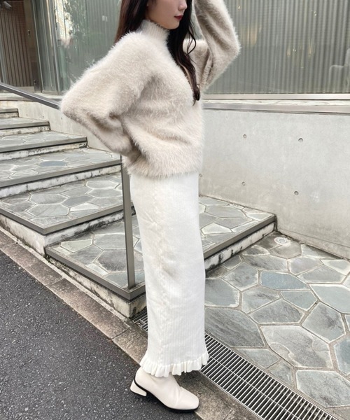 one after another NICE CLAUP(ワンアフターアナザーナイスクラップ)の「ふわふわ柔らかい着心地。ハイネックフェザーニット(ニット/セーター・レディース・アイボリー/チャコールグレー/ミント/ライトピンク・FREE)」の12枚目の写真