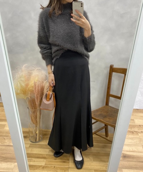 one after another NICE CLAUP(ワンアフターアナザーナイスクラップ)の「ふわふわ柔らかい着心地。ハイネックフェザーニット(ニット/セーター・レディース・アイボリー/チャコールグレー/ミント/ライトピンク・FREE)」の5枚目の写真