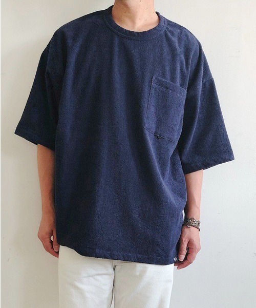 THING FABRICS(シングファブリックス)の「【THING FABRICS×Et baas】パイルショートスリーブTシャツ(Tシャツ/カットソー・メンズ・ライトグレー/ピンク/ネイビー/グレー/ベージュ・1/2)」の22枚目の写真