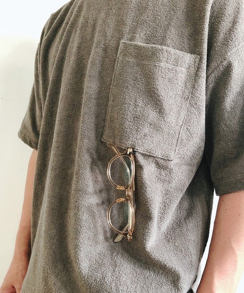 THING FABRICS(シングファブリックス)の「【THING FABRICS×Et baas】パイルショートスリーブTシャツ(Tシャツ/カットソー・メンズ・ライトグレー/ピンク/ネイビー/グレー/ベージュ・1/2)」の20枚目の写真