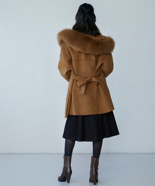 SAISON DE PAPILLON（セゾンドパピヨン）の「幅広プリーツスカート（スカート・レディース・ベージュ/パープル/ネイビー/チャコール/ブルーグレー/ブラック/ブラウン/カーキ・S/M/L）」の18枚目の写真