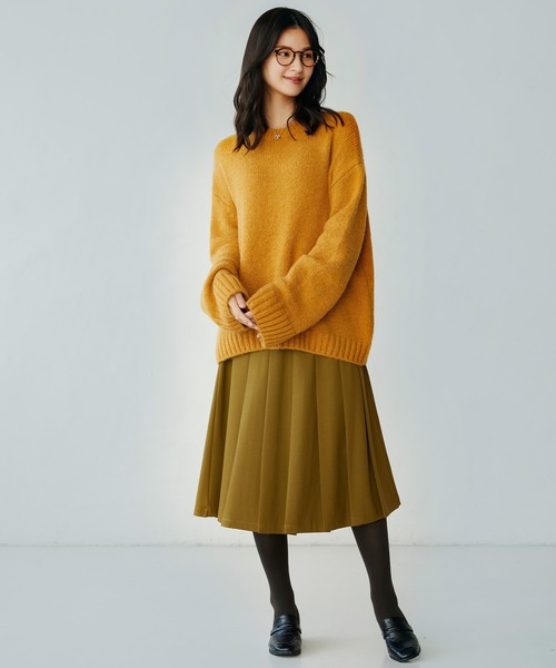 SAISON DE PAPILLON（セゾンドパピヨン）の「幅広プリーツスカート（スカート・レディース・ベージュ/パープル/ネイビー/チャコール/ブルーグレー/ブラック/ブラウン/カーキ・S/M/L）」の19枚目の写真