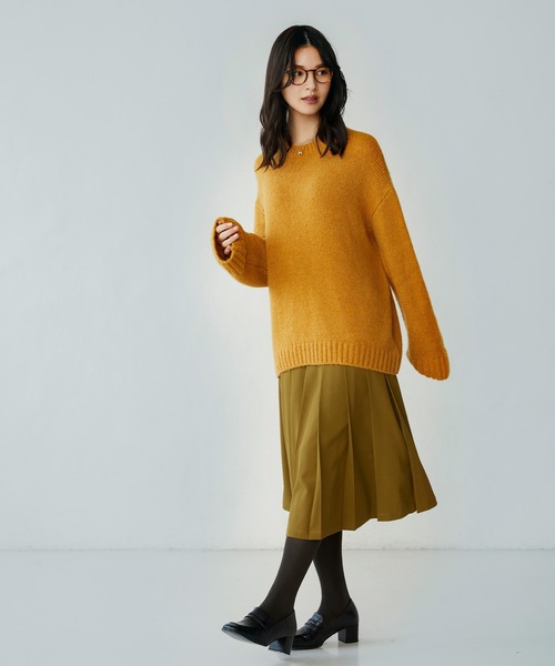 SAISON DE PAPILLON（セゾンドパピヨン）の「幅広プリーツスカート（スカート・レディース・ベージュ/パープル/ネイビー/チャコール/ブルーグレー/ブラック/ブラウン/カーキ・S/M/L）」の20枚目の写真