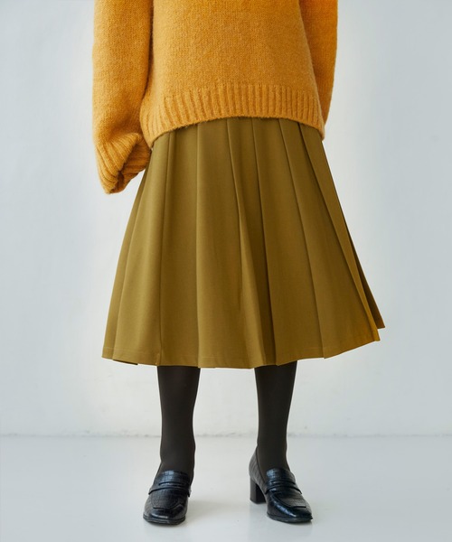 SAISON DE PAPILLON（セゾンドパピヨン）の「幅広プリーツスカート（スカート・レディース・ベージュ/パープル/ネイビー/チャコール/ブルーグレー/ブラック/ブラウン/カーキ・S/M/L）」の21枚目の写真