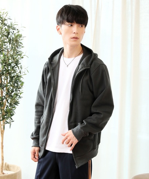 TopIsm（トップイズム）の「裏起毛無地フルジップパーカー（パーカー・メンズ・ブラック/ベージュ/ネイビー/グレー/ダークグレー/カーキ・LL/M/L）」の4枚目の写真