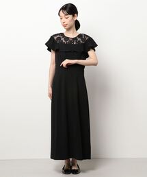 レース切り替えロングドレス