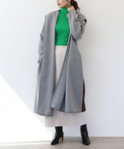Three Four Time(スリーフォータイム)の「カラーブロックセーラーカラーコート(その他アウター・レディース・ブラック/グレー・ONE SIZE)」の10枚目の写真