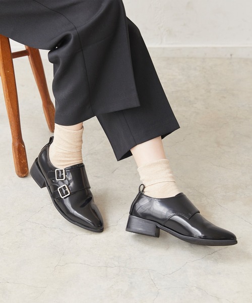 menue(メヌエ)の「ダブルモンクストラップシューズ(ドレスシューズ・レディース・ブラック/アイボリー・LL/3L/S/M/L/XS)」の9枚目の写真