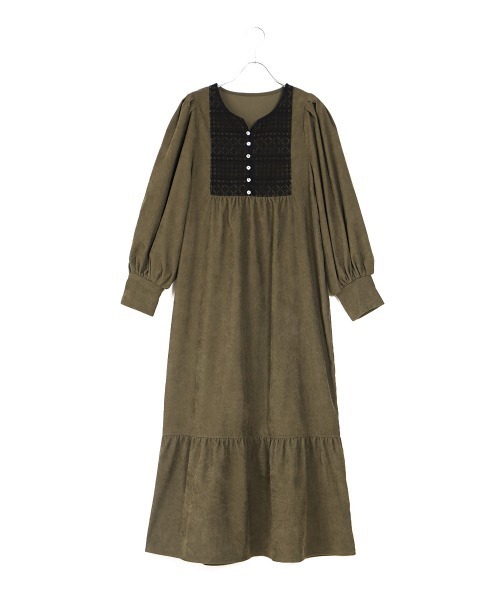 Bab(バブ)の「フロントレースフレアワンピース(ワンピース・レディース・チャコールグレー/ベージュ/カーキ・M)」の11枚目の写真