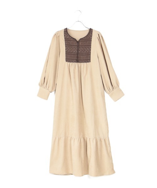 Bab(バブ)の「フロントレースフレアワンピース(ワンピース・レディース・チャコールグレー/ベージュ/カーキ・M)」の22枚目の写真